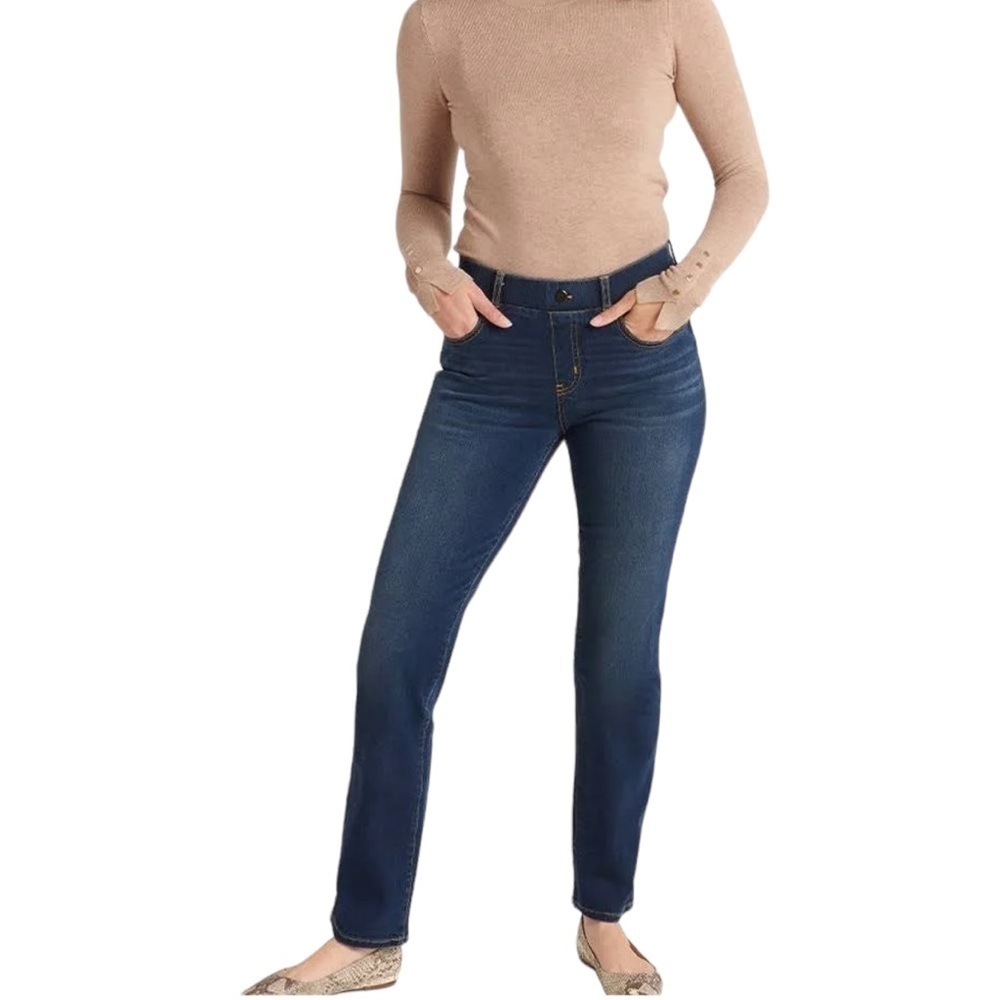 Betabrand High Waist High Rise Straight Leg Yoga Denim Jean Pant